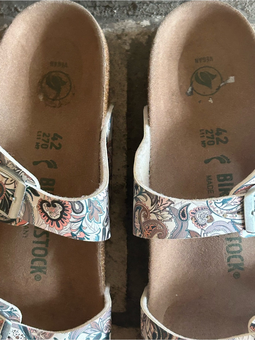 Birkenstock Sydney women’s White Paisley Double-Strap Vegan Sandal with Teal - Picture 6 of 9